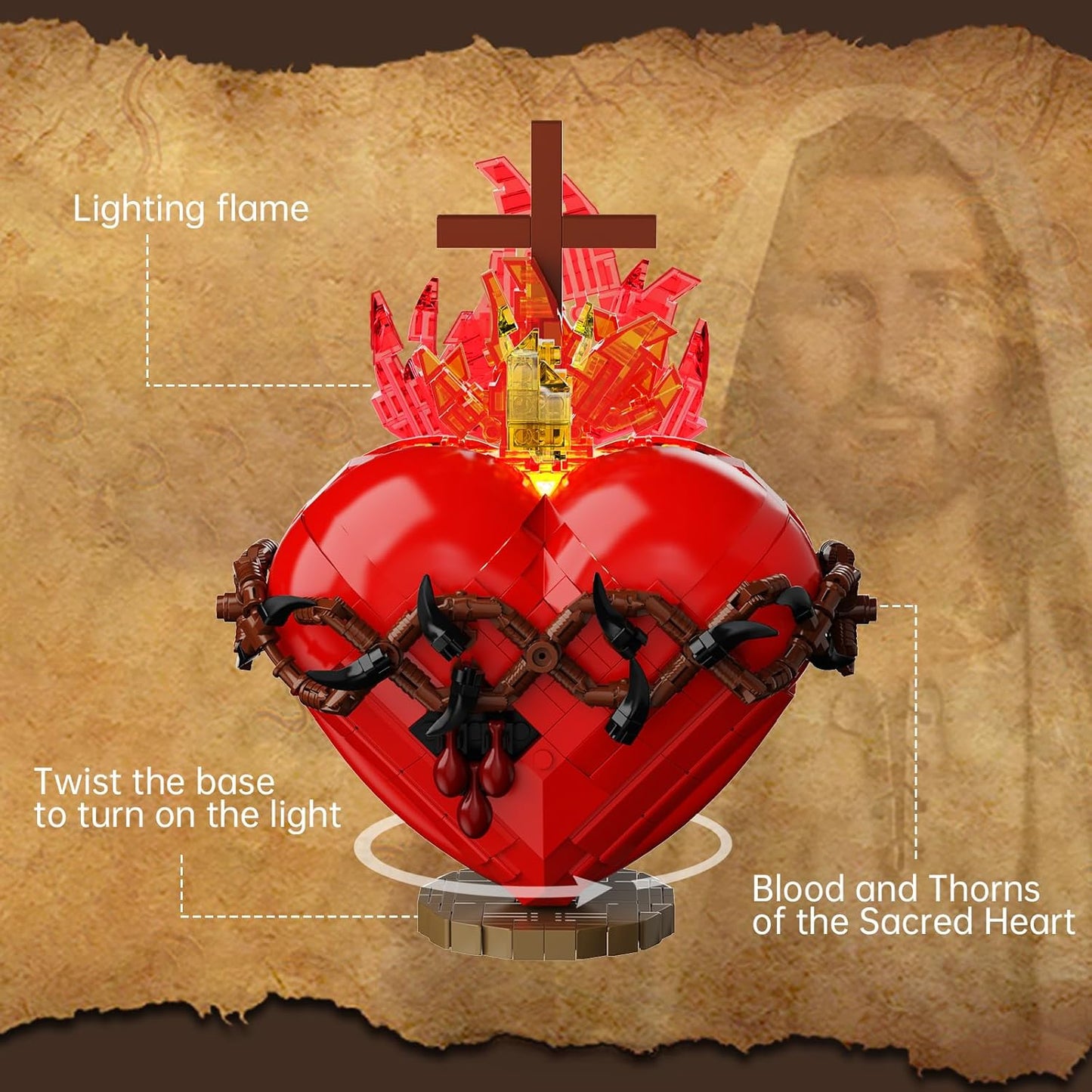 Sacred Heart of Jesus – 625-Piece Cross Building Kit